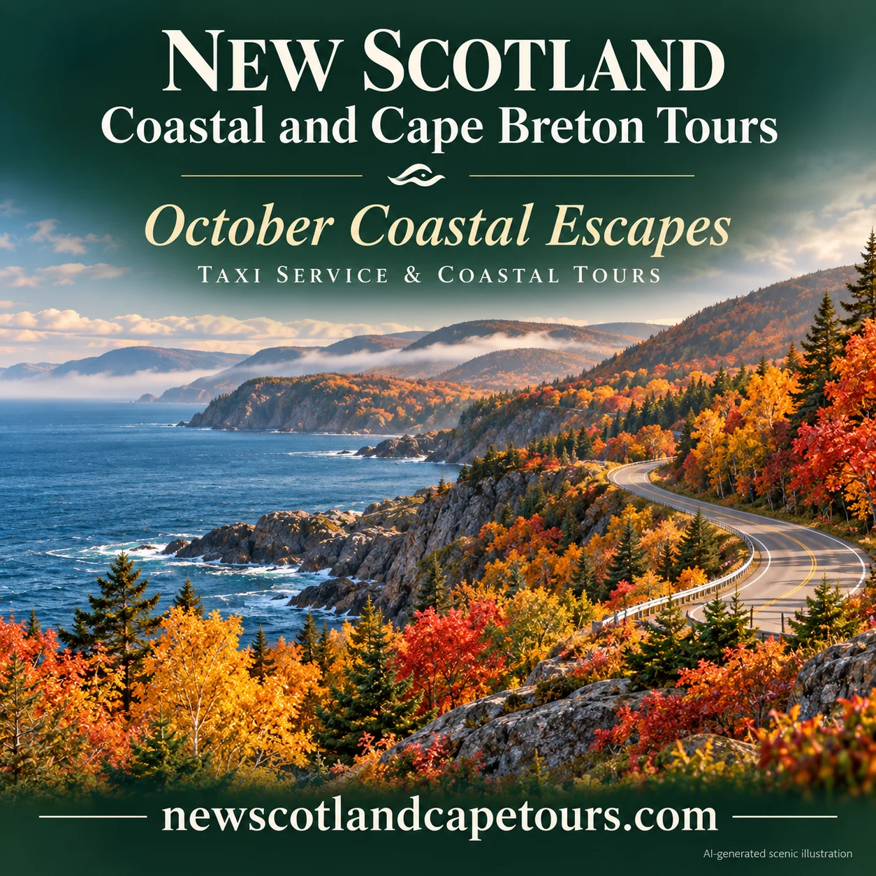 Autumn coastline · scenic illustration